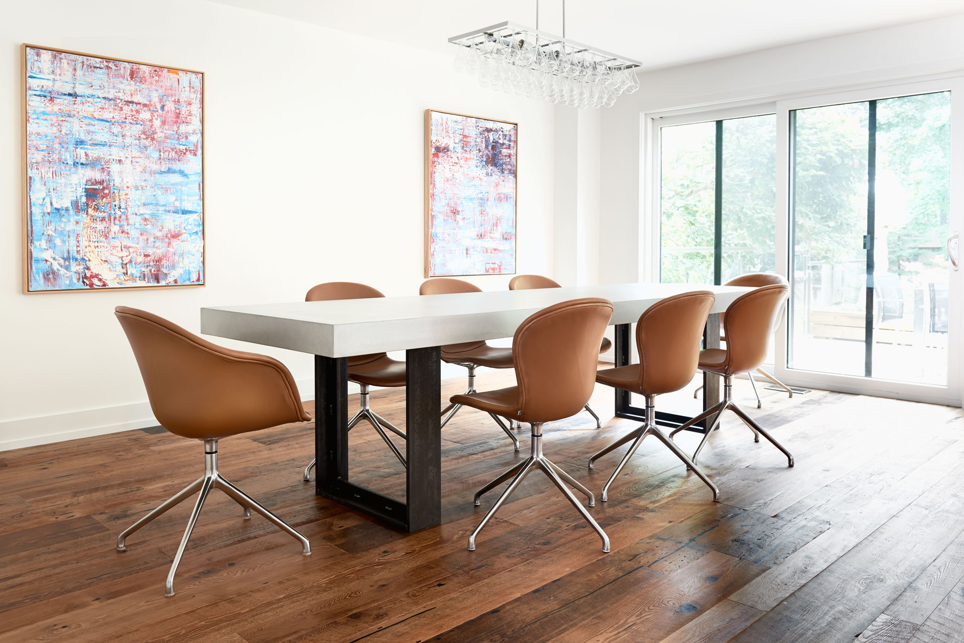 Concrete Table with Blackened Steel Supports, Toronto Anthony Concrete Design