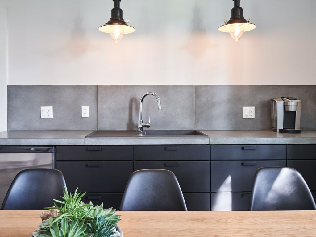 office bar concrete countertop in a commercial setting