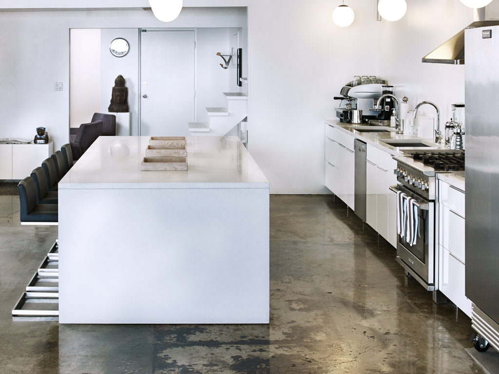 industrial chic concrete countertop in the colour buff used in a commercial setting